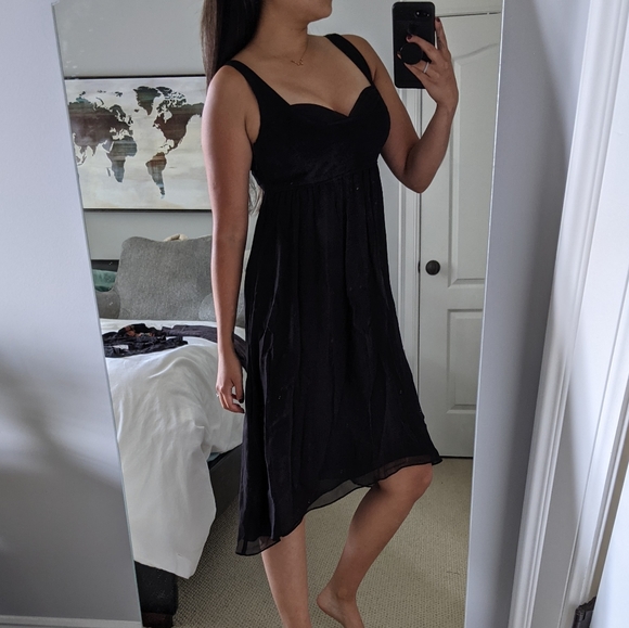 TO THE MAX • 100% Silk Chiffon Black Dress Sz 6 - Picture 8 of 8